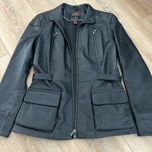 Danier Women's Black Leather Jacket with Pockets